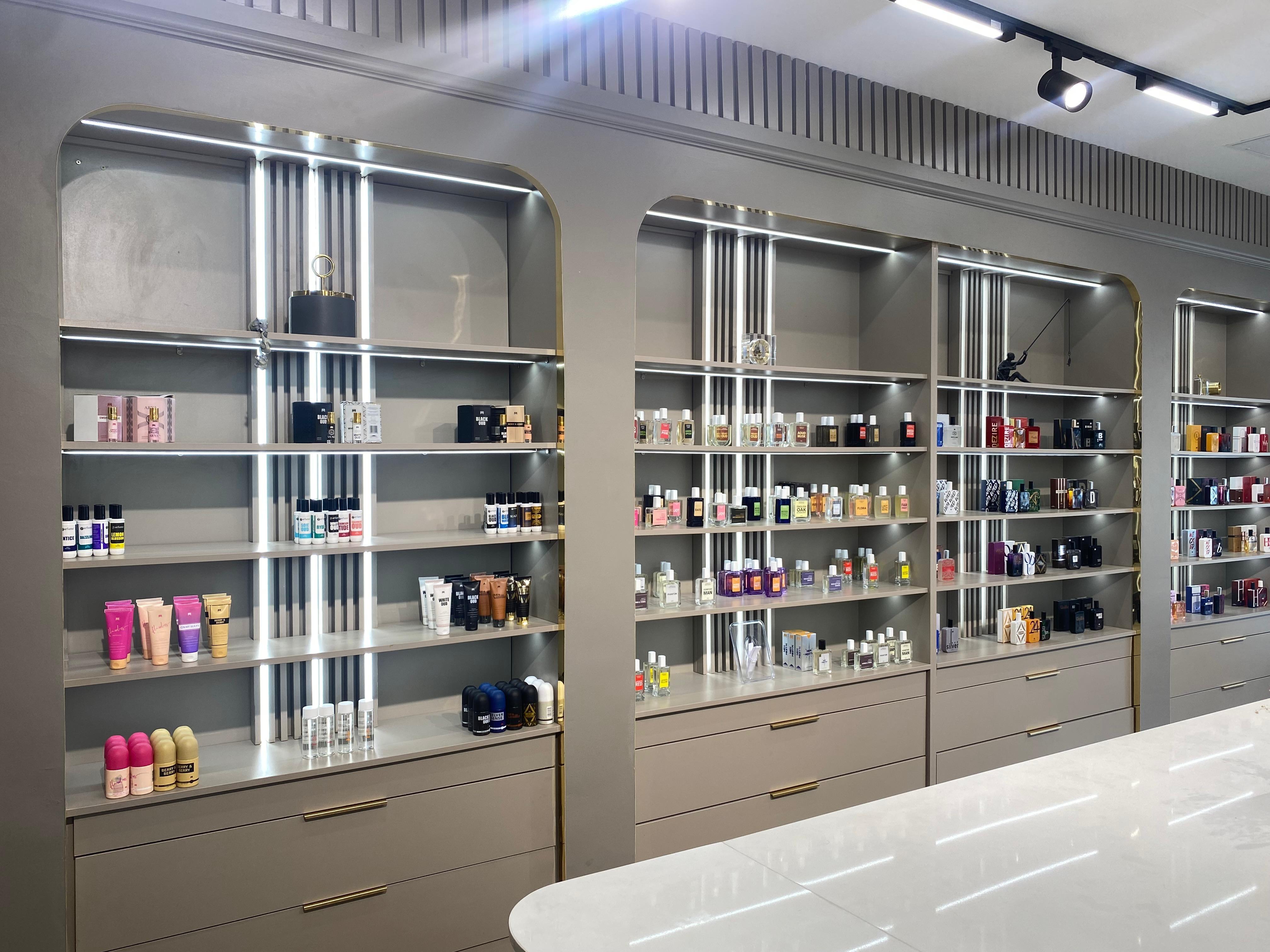 Custom display shelving with LED lighting